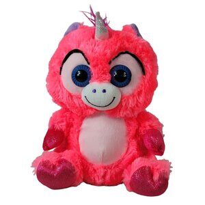 2/$15 Peek A Boo Valentine Unicorn Plush Pink 10.5" Silver Purple Mane Hearts